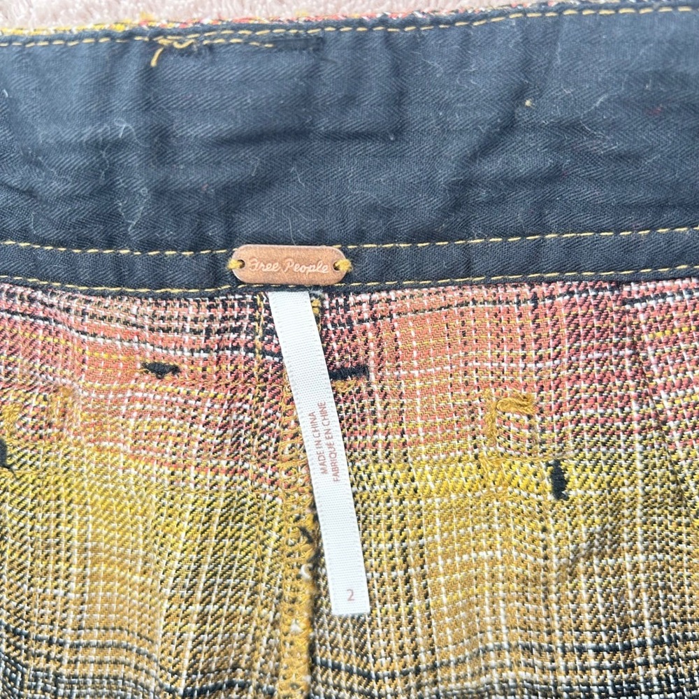 Free People Ombre Plaid Wide Leg Trousers Yellow Multi Size 2 OB1387664 - Picture 3 of 6